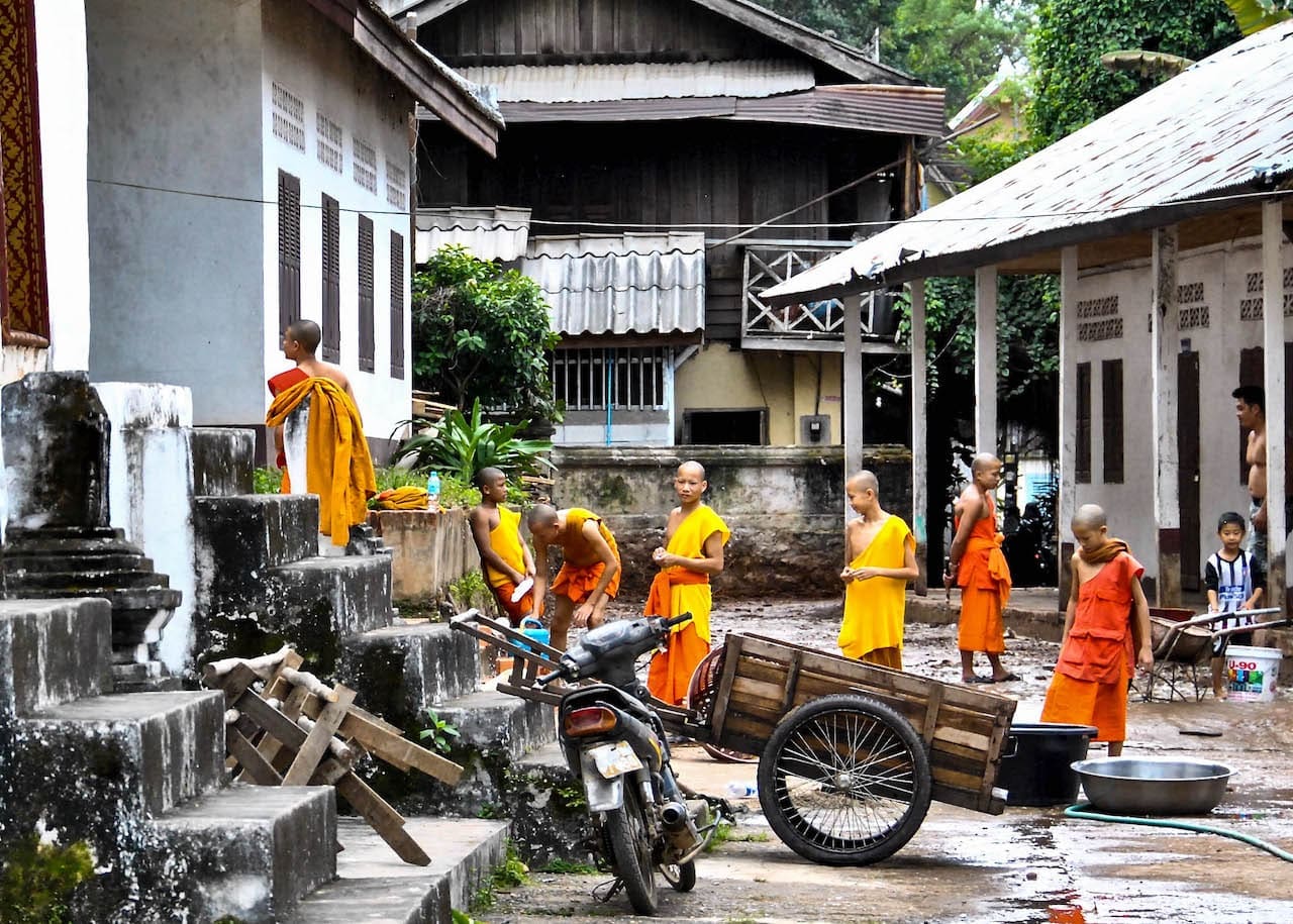 Monks hanging out in Luang Prabang.
