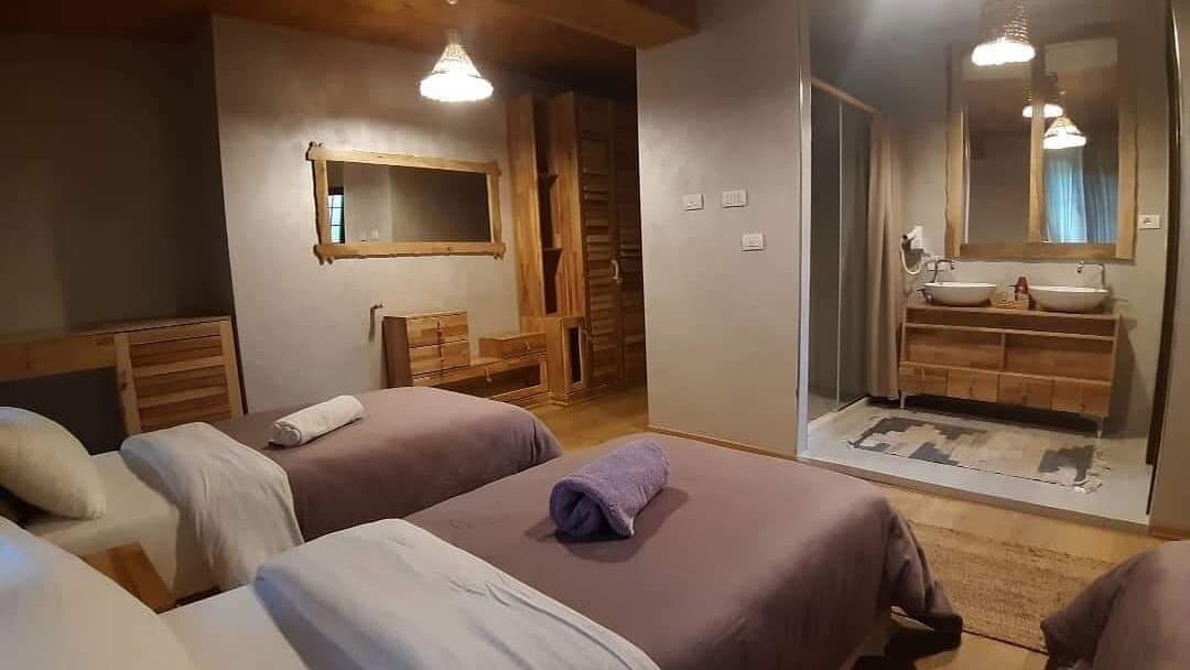 A standard room at Hotel Alpet in Theth, Montenegro.
