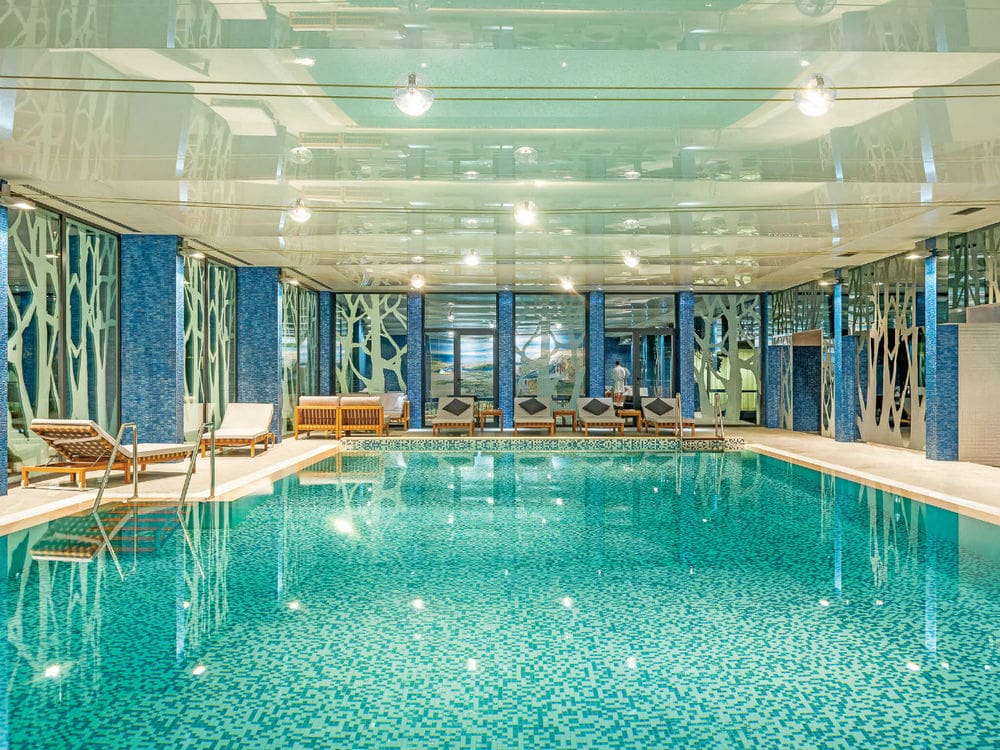 The indoor spa pool at Palmon Bay Hotel & Spa in Herceg Novi.