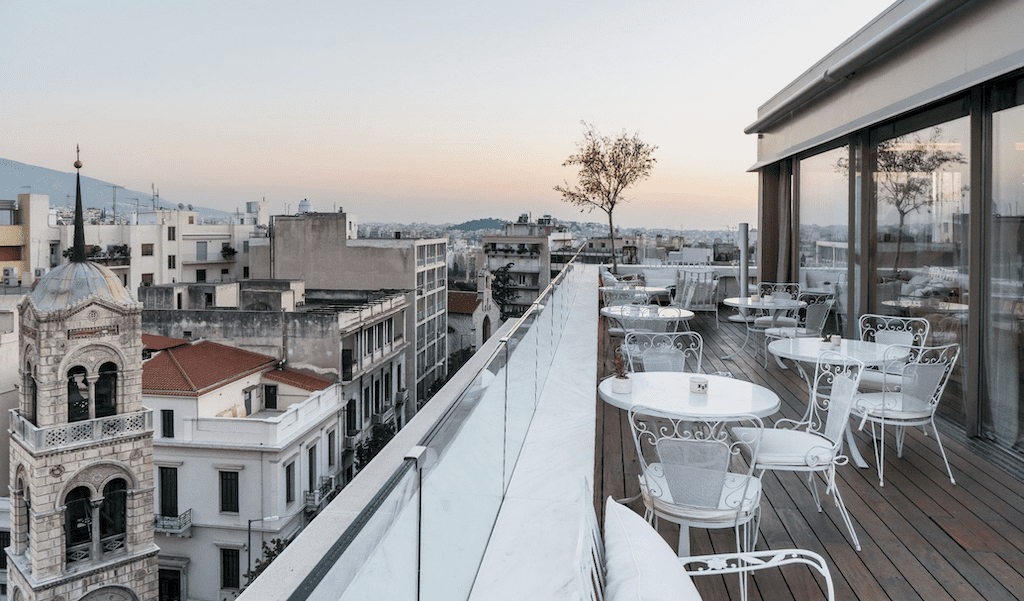 The stunning city view of Athens from the NEW Hotel